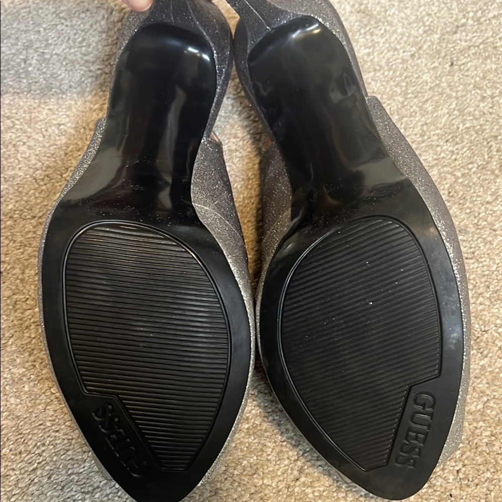 GUESS Women's Silver Peep Toe Heels - Picture 4 of 6